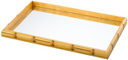 Woodart Bamboo Style Serving Tray- Decorative Tray for Vanity, Tea, Coffee (18x10", Plain)