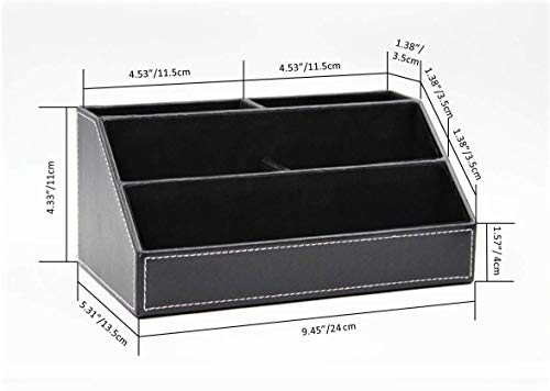 Bargain Crusader Black PU Leather Remote Controller Holder TV Guide CD DVD Controller Organizer Desk Caddy Stationery Organizer Caddy Stationery Holder (L:9.45 x W:5.3 x H:4.3/1.6 inches, Black)
