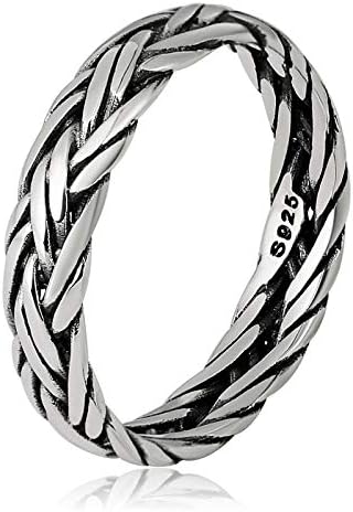 Blisfille Mens Ring 5Mm Vintage Rings Women Sterling Silver Ring Rose