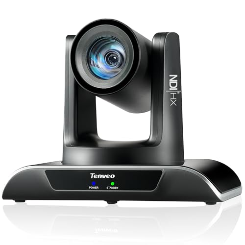 Tenveo PTZ NDI Camera 20x Optical Zoom with AI Auto Tracking, HDMI/LAN/USB3.0 PoE, FHD 1080P 60FPS for Church/Live Streaming/Video Conferencing