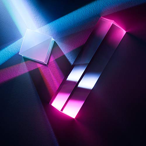 2 Pack Optical Crystal Prism Set, 100mm Triangular Prism, 20mm Crystal Cube for Teaching Light Spectrum, Science Physics and Photo Photography, Rainbow Suncatcher