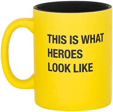 About Face Designs 186943 What Heroes Look Like Coffee Mug, 13.5 oz, Yellow