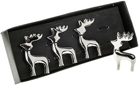 Toyland® Pack Of 6 Silver Reindeer Glitter Wedding Place ...