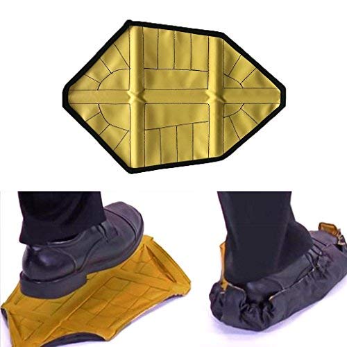 GeneralCare Step in Sock Shoe Cover Reusable, Hand-free Indoor Outdoor Work Boot Covers (PU Coating, Easy to Wipe), Fits Men's Size Up to 12 (1 Pair, Yellow) - Thumbnail 5