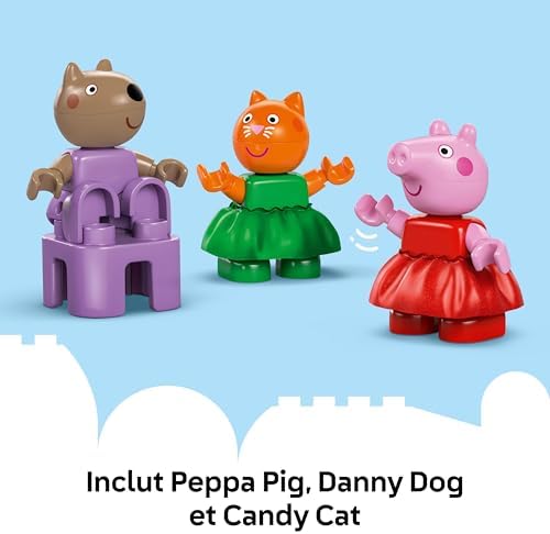 Duplo Peppa Pig La Fête Foraine - Jouet Éducatif dès 2 Ans - Motricité Fine - Grande Roue, Toboggan, Bar à Jus & 3 Figurines Dont Danny Dog - Activité Premier Âge - Cadeau Fille ou Garçon 10453
