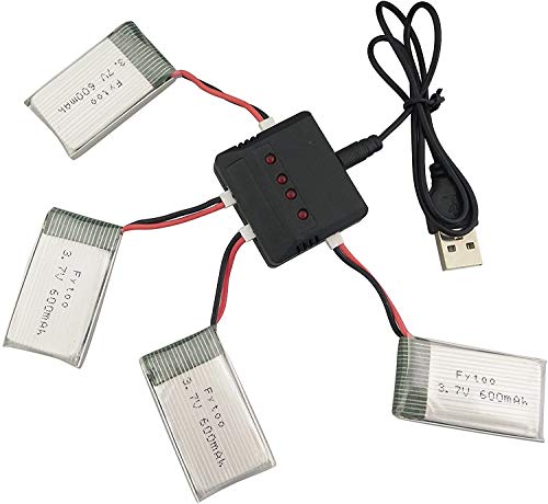 ZYGY-4pcs-37V-600mah-Lithium-Akku-und-4-in-1-Ladegeraet-fuer-MJX-X708-X708W-X709-UDI-U45-U45W-U42-U42W-SYMA-X5C-X5SW-X5SC-S5-S5C-S5W-E32HW-SS40-FQ36-T32-T5W-H42-CW4-RC-Quad-Rotor-Drohne