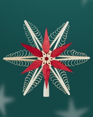 Kerstboompiek van gestoken span – natuur/rood – kerstboompiek – boomversiering – diameter 32 cm – NIEUW