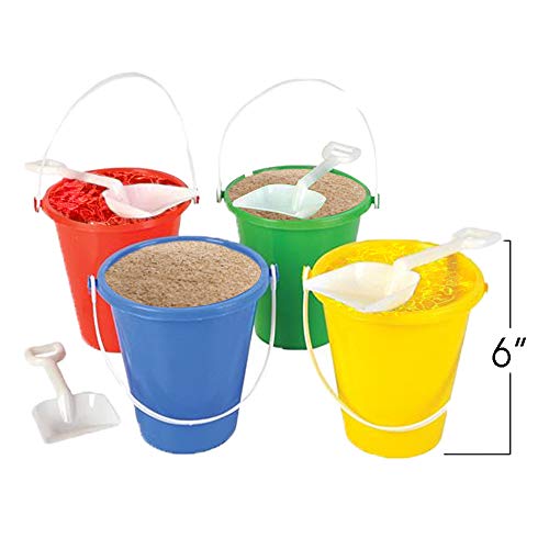 ArtCreativity 6 Inch Mini Plastic Beach Pail and Shovel Set Pack of