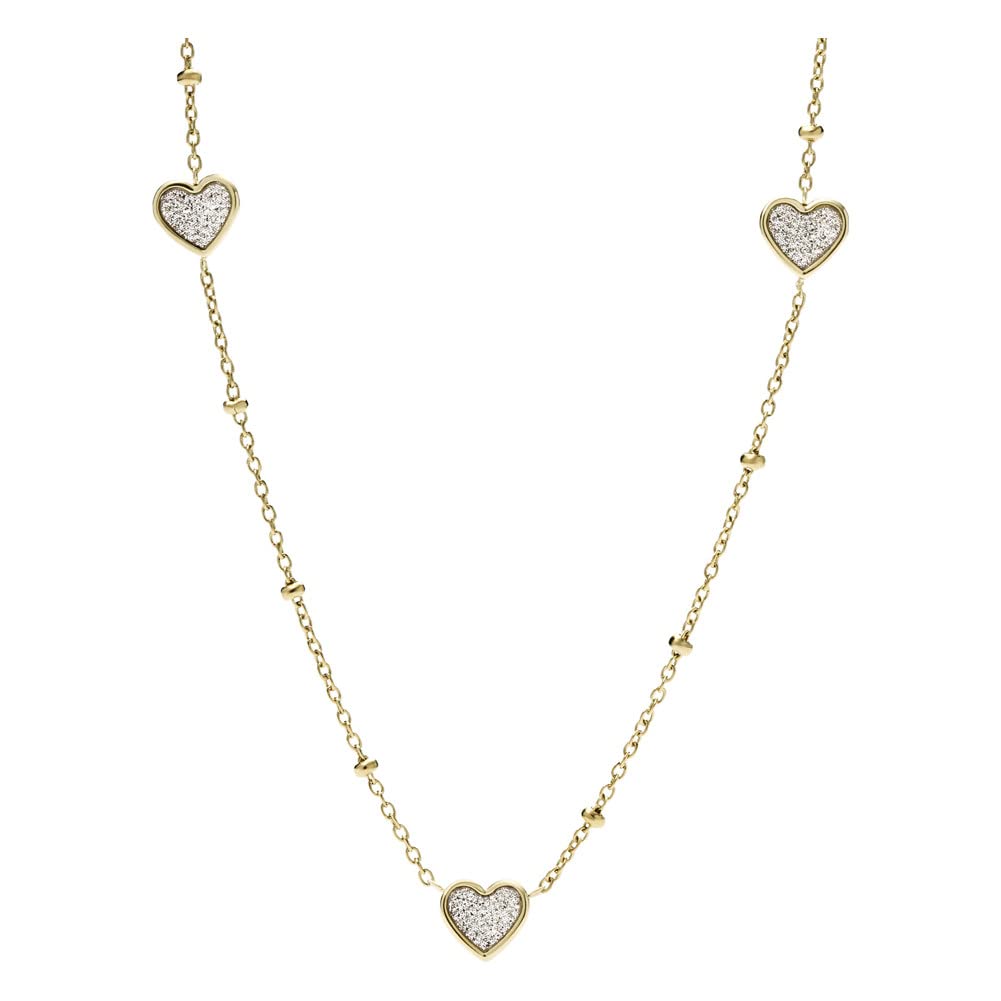 Fossil Necklace for Women Sutton, L: 406.4mm + 50.8mm W: 6.4mm Gold Stainless Steel Necklace, JF03942710