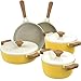 hOmeLabs Ceramic 8 Piece Cookware Set - Compatible with Induction Stovetop Non Stick Pots with Lids and Nonstick Frying Pans - Dishwasher Safe - Dutch Oven Pot Fry Pan Sets - PTFE PFOA Free - Yellow