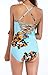 tengweng Women's High Neck Floral Printed Lace up One Piece Monokini Swimsuit Bikini M BK01