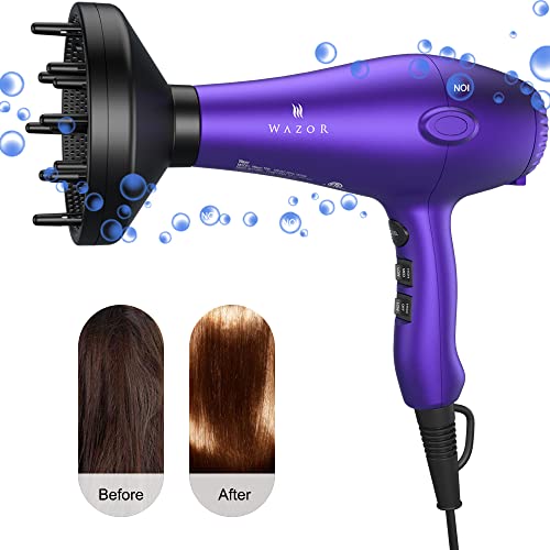 Wazor Lightweight Hair Dryer with Diffuser, Negative Ionic Professional
