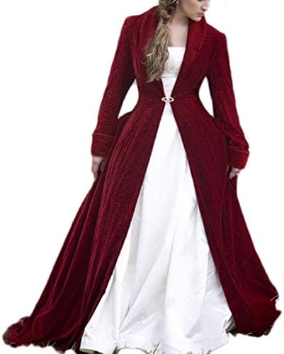 Falydal Women's Hooded Bridal Cape Velvet Christmas Long Sleeves Wedding Cloaks Wraps Bridal Coat Jacket