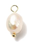 Gelirda 50Pcs Freshwater Pearl Charms with Brass Loop Rice Oval Shape Beads Charm Natural Pearl Pendants for Jewelry Making Earrings Bracelets Necklaces