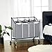 SONGMICS 4-Bag Laundry Cart Sorter, Rolling Laundry Basket Hamper, with 4 Removable Bags, Casters and Brakes, Gray URLS90GS