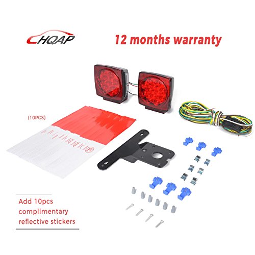 HQAP 2018 latest 12V submersible LED trailer light kit: new two combination parking lights, taillights, turn signals,25-foot harness, license plate bracket and mounting hardware package