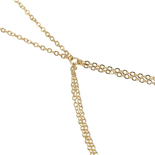 Finrezio Thin Sexy Gold Cross Body Belly Chains Necklace Jewelry for Women 4Pcs a Set