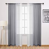 DWCN Grey Faux Linen Ombre Sheer Curtains - Semi
