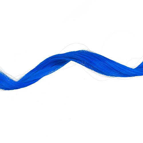 SWACC 12 Pcs Curly One Color Party Highlights Clip on in Hair Extensions Colored Hair Streak Synthetic Hairpieces (Blue)