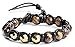 Koala Club Master Men's Tiger Eye/Iron Pyrite Stone Handmade Leather Bracelet with Beads Multi Cut 8mm with Free Giftbox