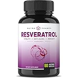 Resveratrol Supplement 1400mg - Extra Strength Natural Formula for Maximum Anti Aging, Immune &amp; Heart Health - 60 Vegan Capsules with Trans-Resveratrol, Green Tea Leaf, Acai Berry &amp; Grape Seed Extract