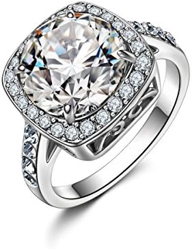 Forcolor White Gold Plated clear Square SWAROVSKI ELEMENTS Crystal Ring for girls