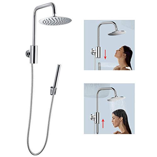HOMOOK Shower Column System Retro-Fit 2-Function Magic Control Hand Shower Combo with 8 inch Rainfall Ultra-thin Stainless Steel Showerhead