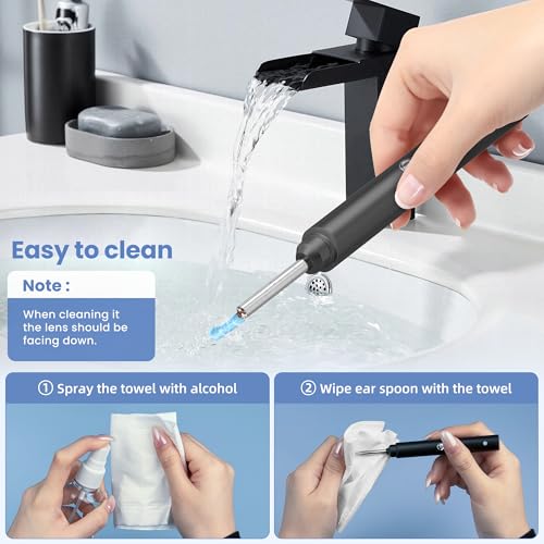 Ear Wax Removal, Ear Cleaner with 8 Pcs Ear Set, Ear Wax Removal Kit, 1296P HD Endoscope with 6 LED Lights, Kids Adults Ear Cleaning Gift, Compatible with iPhone & Android Smart Phones