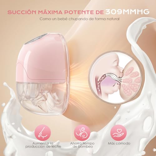 Extractor de Leche Electrico Portátil, Extractor de Leche Inalámbrico Manos Libres, 3 Modos y 9 Niveles de Succión, Sin Bpa, Portátil y Ligero, Boquillas de 17/19/21 mm, Paquete de 2