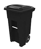 Toter 025596-R1209 Residential Heavy Duty Two Wheeled Trash Can with Attached Lid, 96 gallon, Blackstone