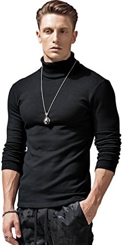 XShing Mens Long Sleeve Turtleneck T Shirts Stretchy Slim Fit Athletic Warm Sweater