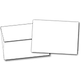 Heavyweight Small Blank Note Cards with Envelopes - 100 Set Pack - Bright White Card Stock For Card Making