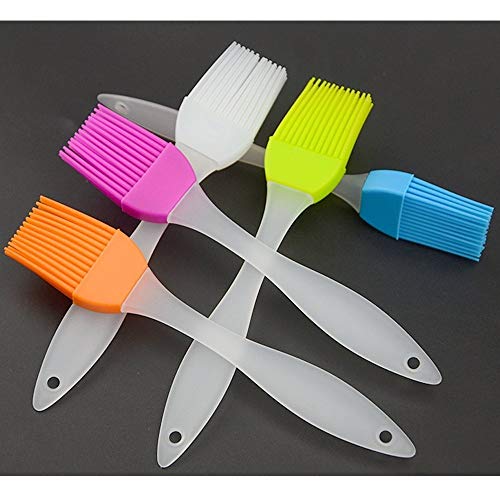 TOVOT 5 PCS Silicone Basting Pastry Brushes Heat Resistant BBQ Brush for Cakes, Baking Barbecue and Cooking,Dishwasher Safe,Food Grade, Bristle Free (White/Blue/Green/Orange/Rose red)  - Thumbnail 5