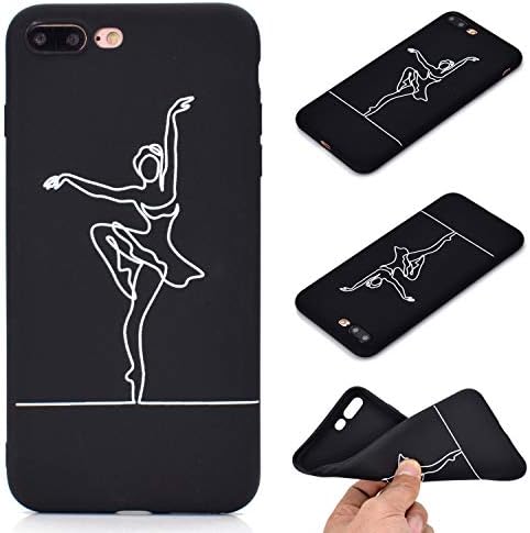 CUAgain Compatible with iPhone 8 Plus/iPhone 7 Plus Case Silicone Black Cute Pattern Design iPhone 8 Plus Cover Ultra Thin Slim Protective Pretty Bumper for Girls Boys Men Women,Ballet