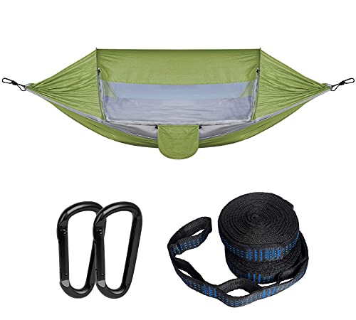 Decorlife-Portable-Camping-Hammock-with-Removable-Mosquito-Net-Sturdy-Nylon-Windproof-Travel-Hammock-for-Camping-Single-Double-Camp-Hammock-with-Heavy-Duty-Straps-and-Carabiners-Green