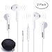 2PACK Premium Earbuds Earphones For iPod iPhone, In-Ear Headphones For Apple iPhone 6s/6/6plus,iPhone SE/5s/5c/5, iPad /iPod,Stereo Mic&Remote Control(2 pack (white))