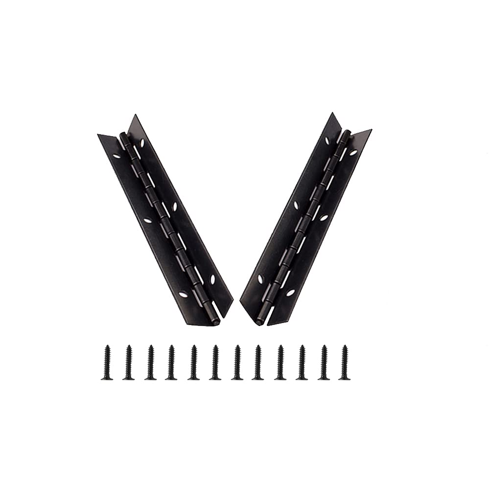 Continuous Piano Metal Hinge, 2 Pack 153 x 26 x 1mm Chrome Plated Long Hinge 270 Degree Open Thick Iron Black Furniture Hinge with Holes & Screws for Pianos, Cabinet Doors, Large Windows, Boats