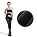 E EASILK 120D Women's High Waist Control Top Crotchless Pantyhose, Tights Sheer Silky Stockings,Black