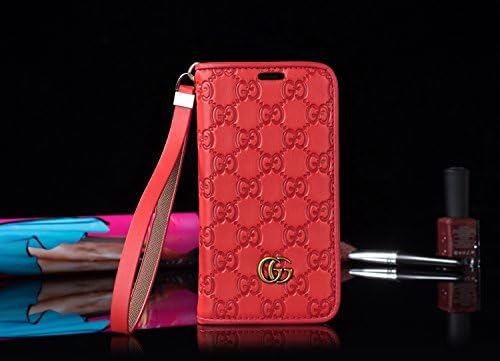 Luxury Designer Embossed style GG Wallet Case Cover for Apple Iphone 7Plus 8Plus [5.5" Screen] (Red, Iphone 7 Plus 8Plus [5.5" Screen])
