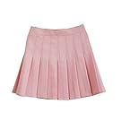 Women School Uniforms plaid Pleated Mini Skirt Light Pink a 10