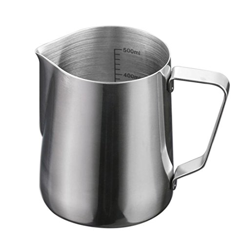 Fcoson Stainless Steel Milk Frothing Cup 20oz Espresso Frother Pitcher with Measurement Inside - Thumbnail 3