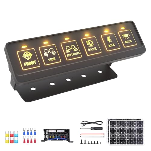 Fly Kan 6 Gang Wireless Switch Panel, Multifunction Remote Control Offroad Light Switch Panel with Waterproof and Universal Circuit IC Control System Switch Pod for 12V-24V Truck SUV ATV UTV Car etc.