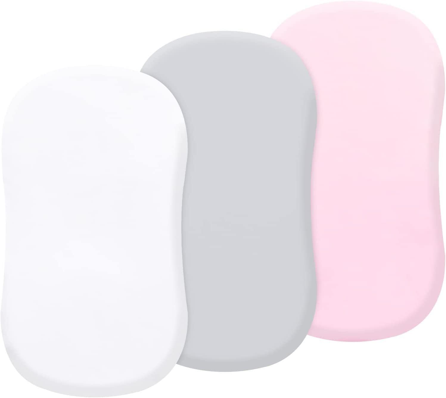 Baby 3 Pack Moses Basket Fitted Sheets, Newborn Pram Sheets Fitted, 100% Microfiber Cozy and Breathable Crib Baby Bassinet Sheets for Boy and Girl, Easy Care Soft Fitted Sheet