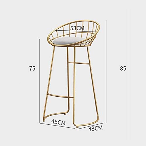 LiXiZhong Bar stool Nordic minimalist bar chair lounge chair bar chair wrought iron chair gold high stool modern dining chair wire chair (Color : Gold)