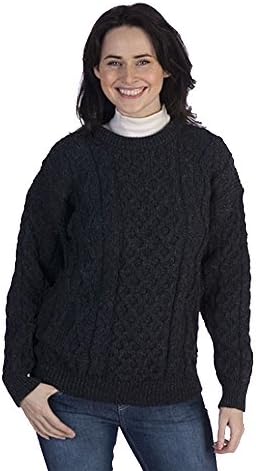 Kerry Woollen Mills Aran Sweater Crewneck 100% Pure Wool Charcoal 2XL