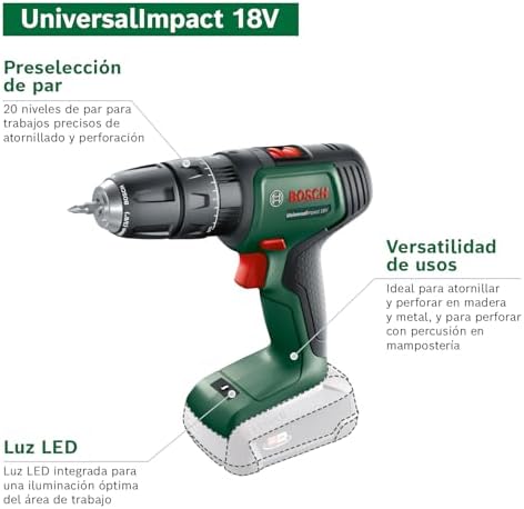 Martillo taladrador a batería UniversalImpact 18 (1 batería, sistema de 18 V, en Maletín)