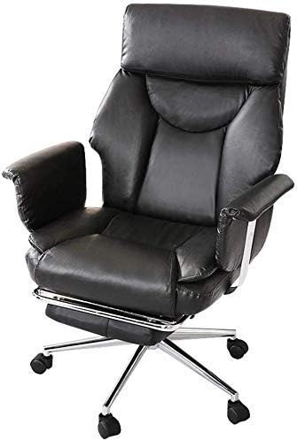 Black High-Back Upholstered Bonded Leather Office Chair With Footrest Comfort Executive Swivel Computer Chair, Ergonomic Reclining Design, Adjustable Height