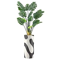SIGNWIN Monstera Tree with Black & White Swirling Color Block Pattern Vase Geometric Shapes Minimalism Zen Relax/Calm Dark for Living Room, Bedroom, Office - X-Large 5 Feet (60