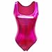 iEFiEL Womens Metallic One Piece Bodysuit Swim Leotard Dance Blouse Top Rose One Size