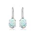 Sterling Silver Created Opal Oval Leverback Earrings